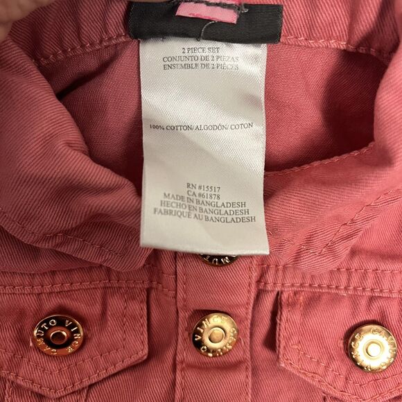 Vince Camuto Jacket Girls 18 Month Pink Denim Button Up Flap Pockets Long Sleeve - Picture 4 of 5